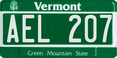 VT license plate AEL207