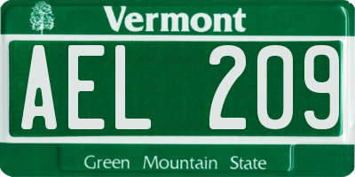 VT license plate AEL209