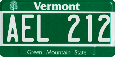 VT license plate AEL212