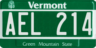 VT license plate AEL214