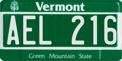 VT license plate AEL216