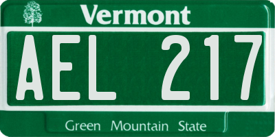 VT license plate AEL217