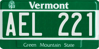 VT license plate AEL221