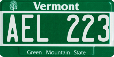 VT license plate AEL223