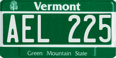 VT license plate AEL225