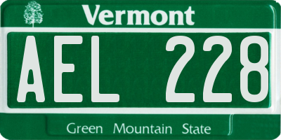 VT license plate AEL228