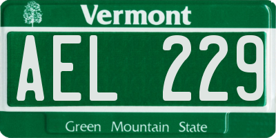 VT license plate AEL229