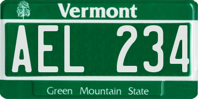 VT license plate AEL234