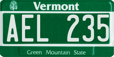 VT license plate AEL235