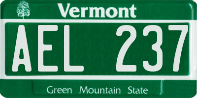 VT license plate AEL237