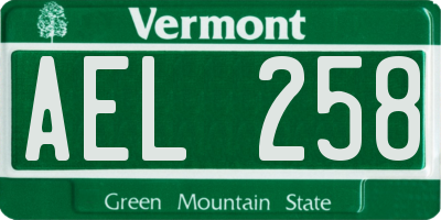VT license plate AEL258