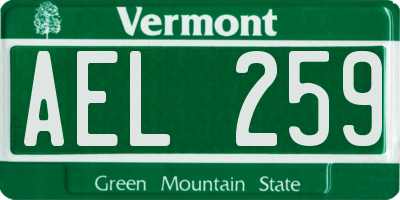 VT license plate AEL259