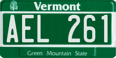 VT license plate AEL261