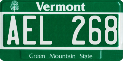VT license plate AEL268