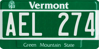 VT license plate AEL274