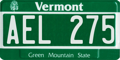 VT license plate AEL275