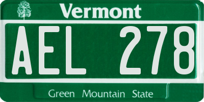 VT license plate AEL278