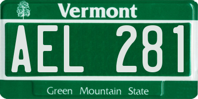 VT license plate AEL281