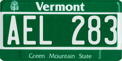 VT license plate AEL283