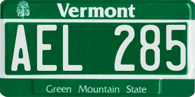 VT license plate AEL285