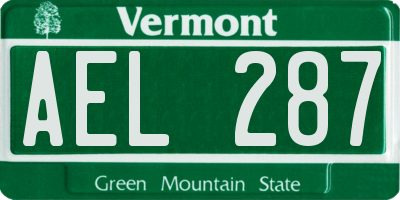 VT license plate AEL287