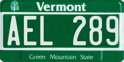VT license plate AEL289