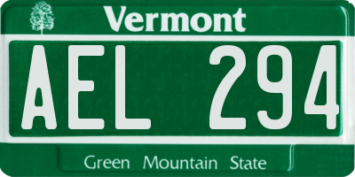 VT license plate AEL294