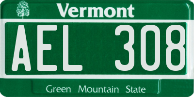 VT license plate AEL308