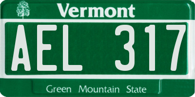 VT license plate AEL317