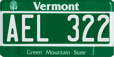 VT license plate AEL322