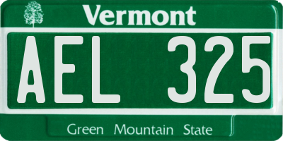 VT license plate AEL325