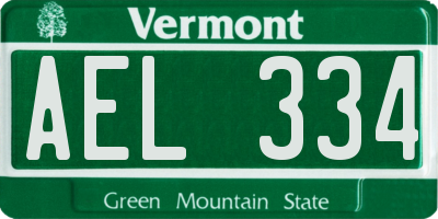 VT license plate AEL334