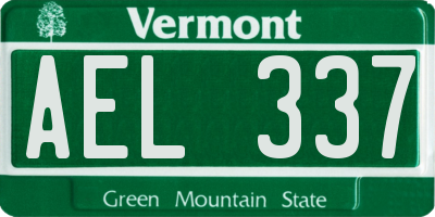 VT license plate AEL337