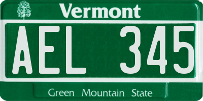 VT license plate AEL345