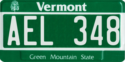 VT license plate AEL348