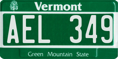 VT license plate AEL349