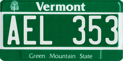 VT license plate AEL353