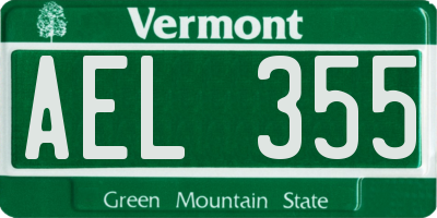 VT license plate AEL355