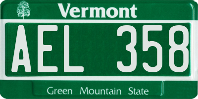 VT license plate AEL358