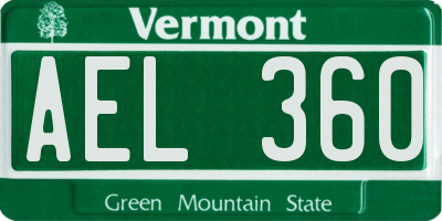 VT license plate AEL360