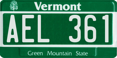 VT license plate AEL361