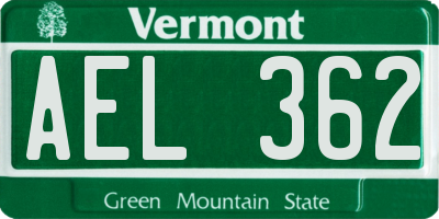 VT license plate AEL362
