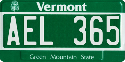 VT license plate AEL365