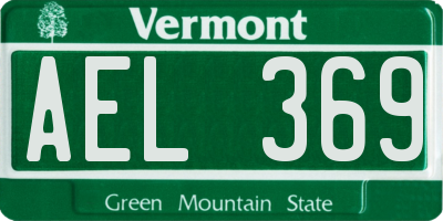 VT license plate AEL369