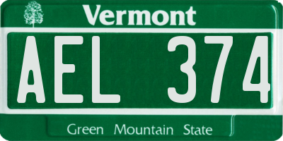 VT license plate AEL374