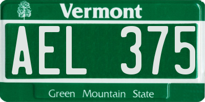 VT license plate AEL375