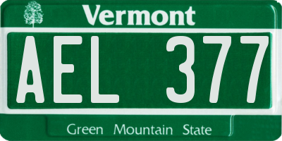 VT license plate AEL377