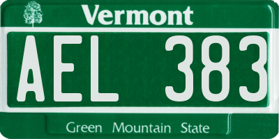 VT license plate AEL383