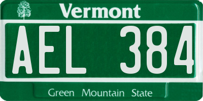 VT license plate AEL384