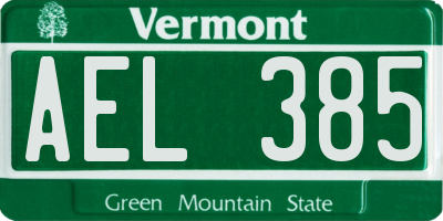 VT license plate AEL385